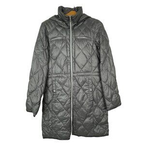 Michael Kors Puffer Coat Size Small Packable Down Quilted Hooded Full Zip Black